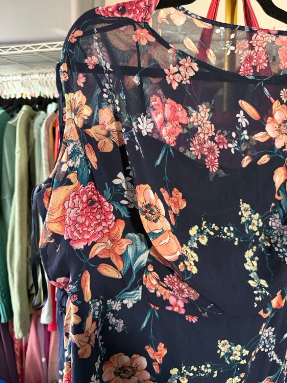 sandra darren Floral Navy Dress size 18w - Picture 3 of 6